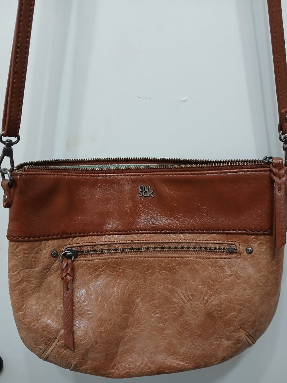 The Sak Two-Tone Brown Tan Crossbody Bag
